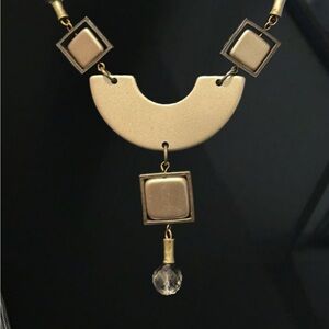 Long Geometric Gold-tone Necklace on a 28 inch chain